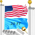 Flag Pole Kit 20FT, 12 Gauge 1.8mm Thickness Heavy Duty Flag Poles with 3x5 American Flag, Silver Flag Pole for Outdoor House In Ground, Extra Thick Flagpoles Suitable for Yard and Garden