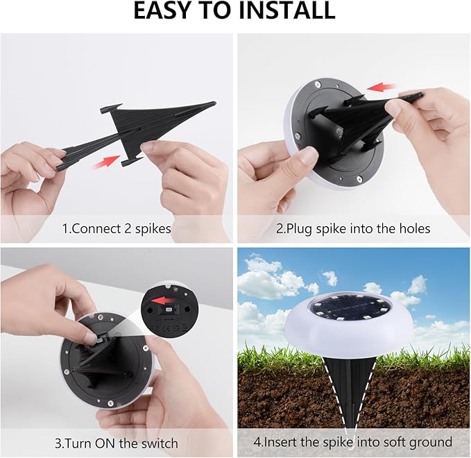 Flumy Solar Ground Lights,12 Pack Solar Lights Outdoor Waterproof, Solar Garden Lights for Outside Patio Pathway Yard Lawn Driveway Deck Step Walkway,Outdoor Chrismtas Decorations