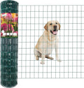 Green PVC Coated Welded Wire Fence 36 Inch x 50 Foot, 2 Inch x 3 Inch 16GA, Garden Border Fencing Roll Vinyl Coating Metal Wire Mesh for Yard Vegetable Plant Protection Poultry Netting