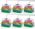 MIXC 6-Pack Seed Starter Tray Kit with Plant Light Seedling Trays with Adjustable Humidity Domes & Clear Cell Trays 12 Full Spectrum LED Beads for Indoor Plant Growth (Green)