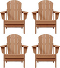 Westin Outdoors Laguna WO Home Furniture Adirondack Chair 4 PC Set Classic Outdoor Patio Folding Chair for Bon Fire Pit Lawn Backyard Beach Plastic Weather-Resistant (Teak)