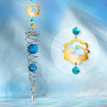 FONMY Cat Gazing Ball Spiral Tail Wind Spinner Sun Catcher Rainbow Maker Silver Spiral W/Blue K9 Crystal Ball Tree Hanging Ornament Indoor Outdoor Garden Decor. 19.5inch H