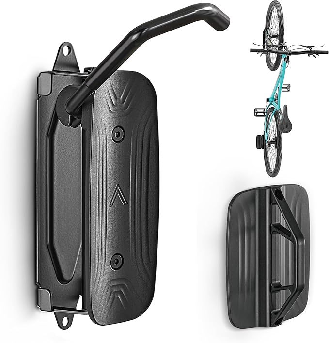 monTEK Swivel Bike Wall Mount, Bike Hangers for Garage, Space-Saving Vertical Bike Rack, Sturdy Bike Storage Rack Holds Up to 66lbs, Easy to Install, Black
