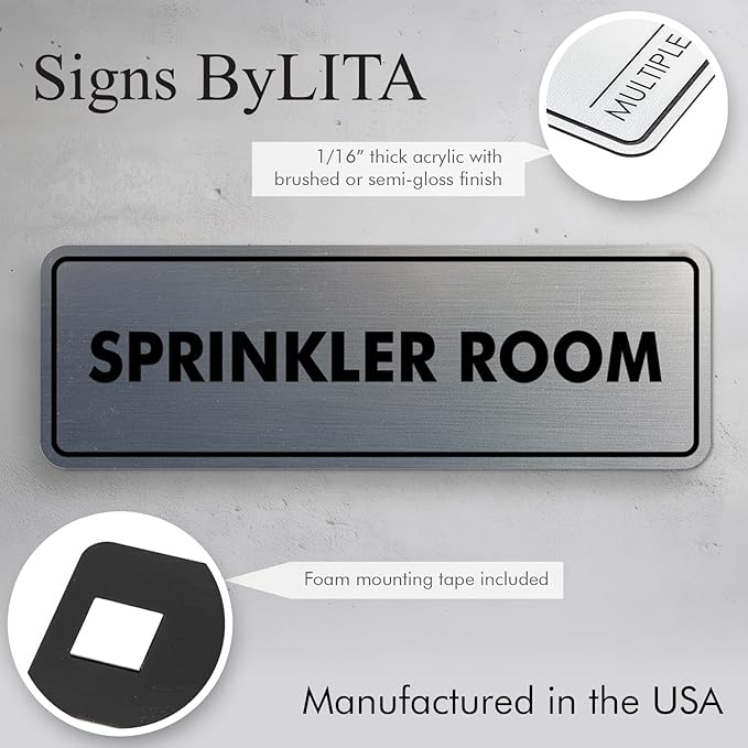 Signs ByLITA Standard Sprinkler Room Sign (Red) - Large
