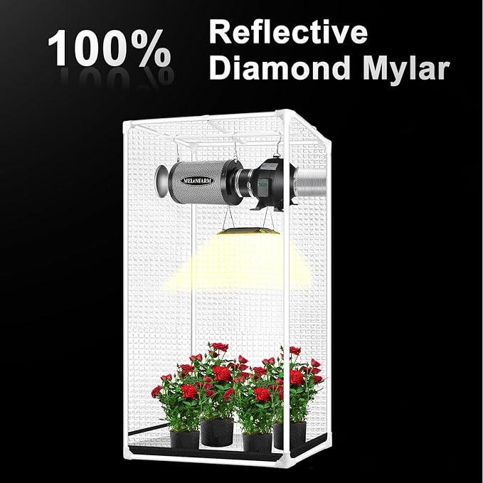 MELONFARM 3x3 Grow Tent, 34"x34"x72" Grow Tent, Double Transparent Viewing Door Indoor Grow Tent, Growing Tent with High Reflective Mylar & Floor Tray, Plant Tent for Indoor Hydroponics Growing