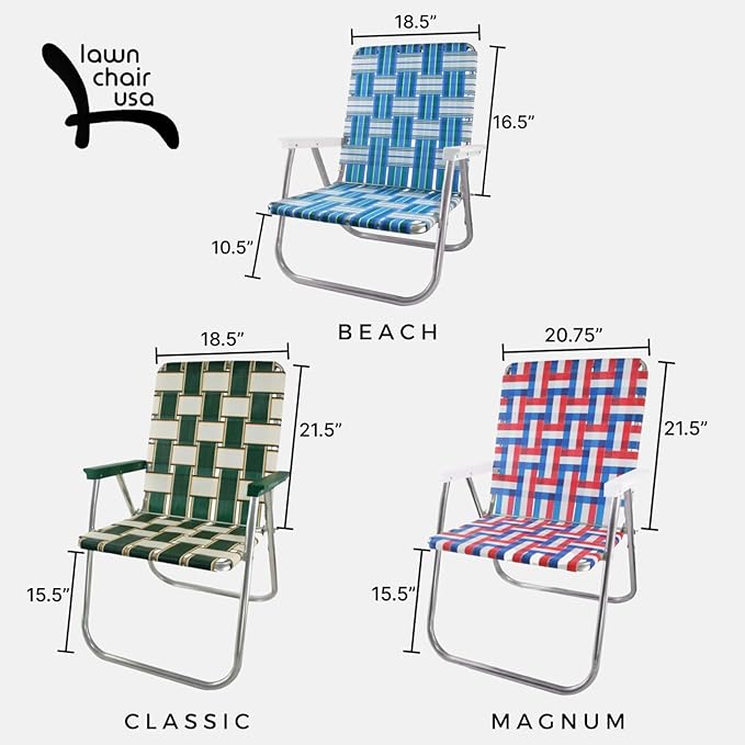 Lawn Chair USA Folding Aluminum Outdoor Patio Lawn Chair | Heavy-Duty Webbed Chairs for Camping, Sports, Beach, Yard & Tailgating | Lightweight Portable | Classic - Florida Theme