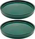 2 Pack Ceramic Plant Saucer Pot Tray 8 Inch, Planter Saucers 4 5 6 7 8 9 10 11 12 Inch for Indoors Outdoor, Durable Sturdy Flower Drainage Tray for Glazed Pots Base (8.5 Inch Green)