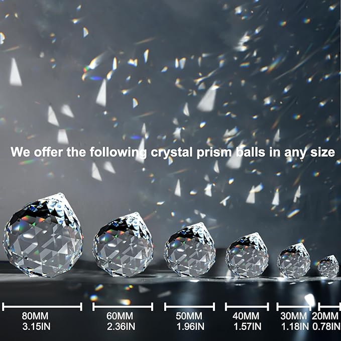 MerryNine 30mm Clear Crystal Ball Prism with 20 Pcs Metal Rings Sun Shine Catcher Rainbow Pendants Maker, Hanging Crystals Prisms for Windows, for Feng Shui, for Gift (30mm/1.18" 20pack)