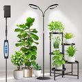 Large Plant Light for Indoor Plants, 2 Head Full Spectrum Grow Light with 68" Adjustable Stand for Growing Large Tall Plants, Black Halo Floor LED Grow Lamp with 16 Hour Timer