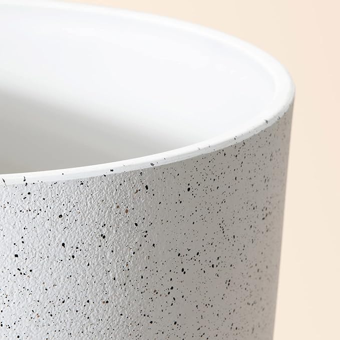 LA JOLIE MUSE 14.2/11.3/8.6 Inch Planters,Indoor/Outdoor White Planters Set of 3,Plant Container with Drain Holes,Flower Pots for Patio and Deck