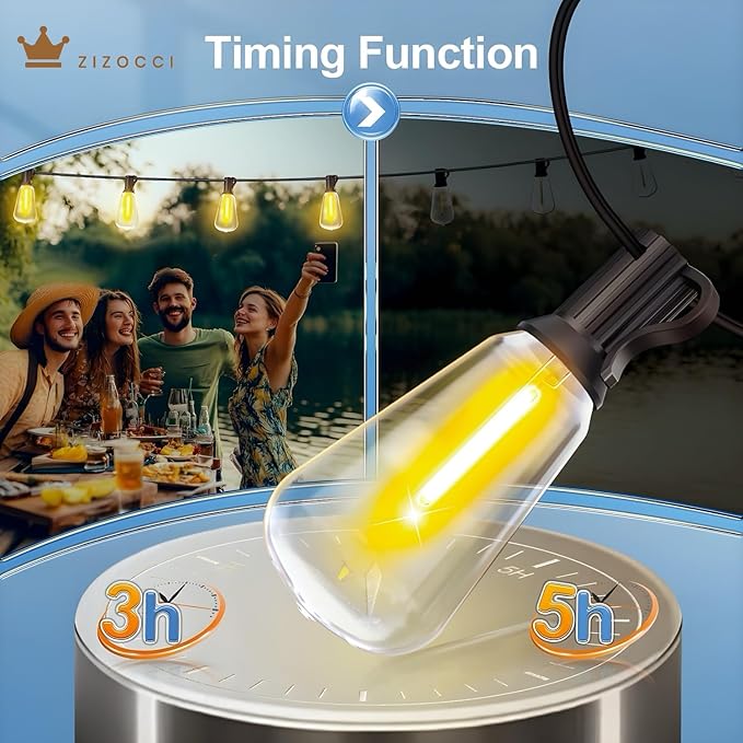 String Lights for Outside 100Ft 30M - Patio Lights Outdoor Lighting Waterproof Lights, Remote Dimmable ST38 Shatterproof Wedding Decorations, Birthday, Chrismas, Haloween, Balcony, Garden Party