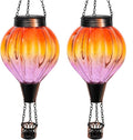 2PC Hot Air Balloon Solar Lantern Outdoor Waterproof, Gradient Orange Glass Balloon Lantern Lights, Hanging Solar Lights for Outside Patio Garden Tree Porch Yard Gift for Women Mom