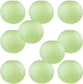 WYZworks - Round Paper Lanterns 10 Pack (Light Apple Green, 14") - Hanging Paper Lanterns Lamp for Wedding, Birthday, Party and Home Decorations with 8", 10", 12", 16" Option