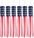 40 Inch American US Flag Windsock Outdoor USA Patriotic Decorations Embroidered Wind Socks Outdoor Hanging Fade Resistant 4th of July Windsock Independence Day for Garden Yard (6 Pcs)