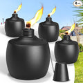 4-Pack Citronella Tabletop Torches, 21.5 oz Table Top Torches for Outdoor, Metal Oil Burner Candles, Garden Torches with Fiberglass Wick for Yard, Patio, Deck, Garden, Party, Landscape