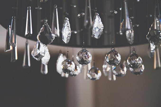 H&D 15pcs Clear Crystal Chandelier Lamp Lighting Drops Pendants Balls Prisms Hanging Glass Prisms Parts Suncatcher Home/House Decor