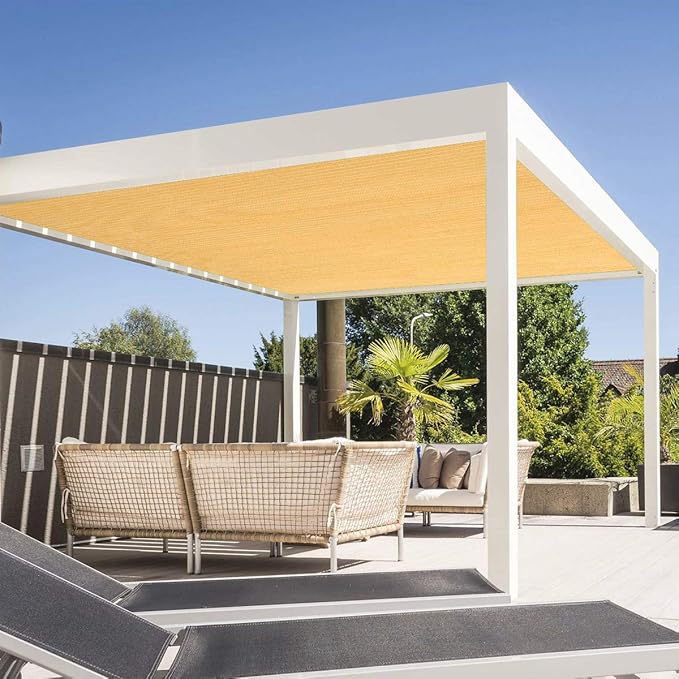Eden's Decor Straight Flat-Edged Sun Shade Sail Rectangular 9' x 22' Wheat UV-Blocking Outdoor Canopy Fabric Cloth Awning for Pergola Patio Garden Backyard Custom Size