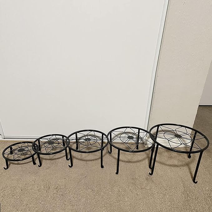 5 Pack Metal Plant Stands,Heavy Duty Potted Holder for Flower Pot,Indoor Outdoor Metal Rustproof Iron Garden Container Round Supports Rack for Planter…