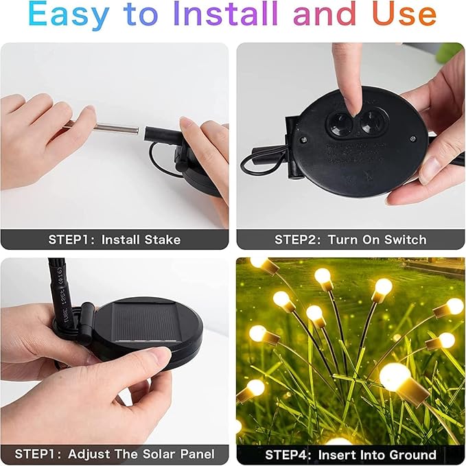 2-Pack Solar Garden Lights, 16 LED Solar Lights Outdoor for Garden Decor, Waterproof Firefly Light Outdoor (Sway by Wind), Swaying Light for Outside Yard Pathway Landscape Decorations (Warm White)