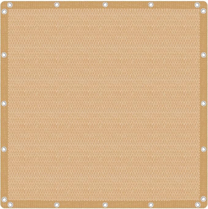 VICLLAX Shade Fabric Sun Shade Cloth with Every 2 FT Grommets for Patio Garden Pergola Cover Canopy 11x17 FT, Wheat