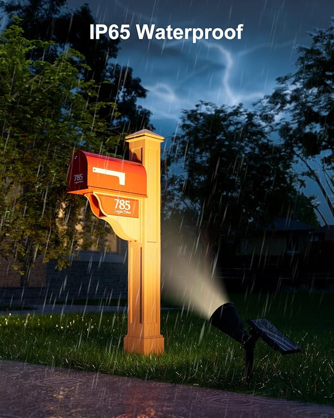 2 Pack Solar Spotlights Outdoor Waterproof for Flag, Tree, Statue, Wooden Sign, Plant Pot, Bright LED Outside Landscape Flood Lamp for Decoration Uplighting Yard, Garden, House, Walkway, Ground, Fence