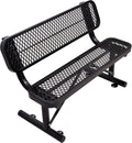 4 FT Heavy Duty Metal Park Bench with Back for Outside, Outdoor Black Bench with Backrest & Portable Frame, 1-3 Person Seat-Commercial Benches Garden Benches for Outdoors