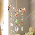 3pcs Tree of Life Chakra Crystal Suncatcher Windows Hanging Gloden Sun Catchers Decor with Prisms for Car, Feng Shui House Warming Gift for Home