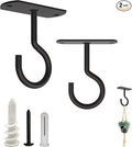 NACETURE Ceiling Hooks for Hanging Plants 2 Pack - Square Wall Mount Plant Hanger Indoor Hanging Hooks Metal Plant Bracket Iron Lanterns Hangers for Wind Chimes, Planters (2.5" Black 2 Pack)