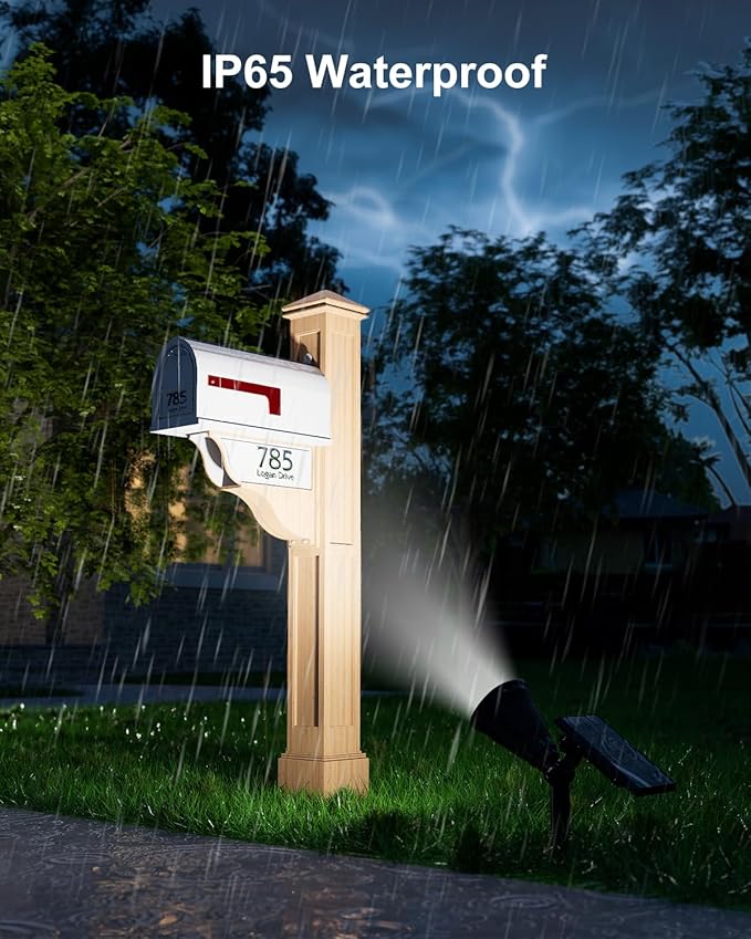 2 Pack Solar Spotlights Outdoor Waterproof for Flag, Tree, Statue, Number Sign, Plant Pot, Bright LED Outside Landscape Flood Lamp for Accent Uplighting Yard, Garden, Driveway, Walkway, Porch, Fence