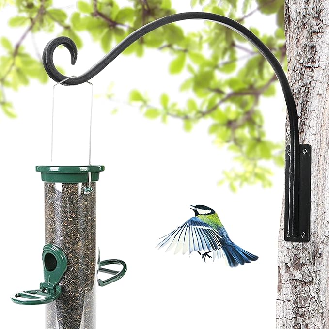 AJART Hanging Plant Hanger Outdoor: 2Pieces Bird Feeder Wall Hooks - 16-Inch Heavy-Duty Plant Bracket Hook for Hanging Flower Baskets