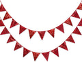 Red Party Decorations Double Sided Sequin Red Triangle Pennant Banner Flag Bunting Garland for Birthday Graduations Anniversary Wedding Engagement Bachelorette Valentines Bridal Shower Hen Party Decor