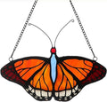 Stained Glass Window Hangings Butterfly Tiffany Style Butterfly Suncatcher for Window Hanging Suncatchers Handcrafted Ornament (Yellow)