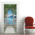 3D Door Stickers Murals - Landscape - Peel and Stick - Waterproof & Washable - Matt Finish - Modern Style - White - 37.4" x 82.7" - 2 Pieces