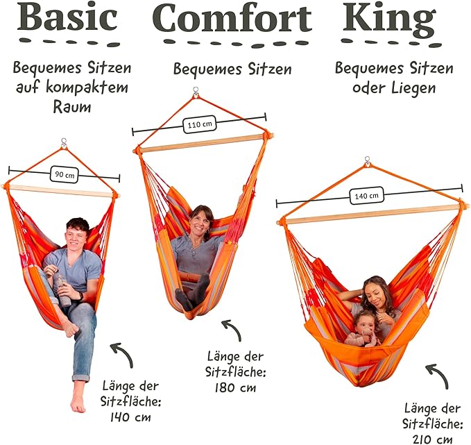 LA SIESTA® - Large Comfort Domingo Hammock Swing Chair - Weather & Tear Resistant Hanging Hammock Chair - Indoor Outdoor Hammock Chair Swing - Patio Porch Bedroom Hanging Chair - Max 285 Lbs, Toucan