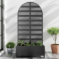 Casaphoria Metal Raised Garden Bed with Trellis and Wheels, 72"x35"x16" Arched Planter Box for Climbing Plants, Vegetables & Vines, Features Drainage Holes and Privacy Screen (Black-Harold)