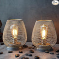 JHY DESIGN Set of 2 Metal Cage LED Lantern Battery Powered Cordless Accent Light with LED Great for Weddings Parties Patio Events for Indoors Outdoors(Silver)