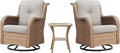 Outdoor Swivel Rocker Patio Chairs - 360 Degree Swivel Glider Seating 350LBS Weight Capacity 3 Piece Wicker Rocking Chairs Set with Side Table for Porch Balcony Deck, Yellow/Beige