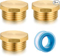 3/4" GHT Male Brass Pipe Plug Outer Garden Hose Male Threaded End Cap Plug Garden Irrigation Pipe Fittings Water Tubing Stopper （3 PCS）
