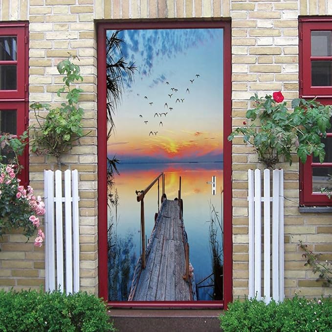 3D Door Stickers Murals - Peel & Stick Wallpaper - Self-Adhesive Decals - Removable PVC - Waterproof - Bedroom & Living Room - 31.5" x 78.7"
