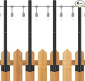 Suchtale 4 Pack 2.8 FT String Light Poles, Suspension Outdoor Fence Post Lights with Clip and Bracket, Outside String Lights Hanging, Wall Mounting Stand for Patio Garden Backyard Wedding Party, Black