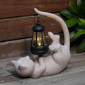 Solar Cat Garden Statue 10 Inch Porch Patio Decor for Outside Yard Decoration Outdoor Unique Housewarming Gardening Birthday Gifts for Cat Lovers Women Grandma