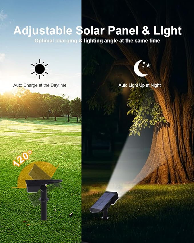 6 Pack Solar Powered Outdoor Spot Lights Outside Waterproof 20 LEDs Landscape Spotlights Dusk to Dawn for House Yard Tree, Plants, Walls, Path, Garden, Statues, Superior Accent Lamp Cool White