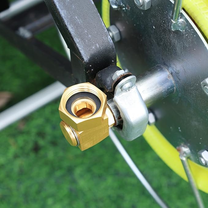 Garden Hose Reel Replacement Fitting,Brass 3/4"GHT Female to 1/2"NPT Male Swivel Elbow adapter (4.72 inches in length 2 piece)