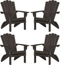 Set of 4 Folding Adirondack Chairs, Heavy Duty Weather-Resistant Patio Chairs with Wide Armrests & Ergonomic High Back, HDPE Fire Pit Seating for Backyard, Garden, Porch - Dark Brown