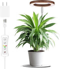 yadoker 72 LEDs Plant Grow Light for Indoor Plant,Aluminum Walnut Wood Grain Desk LED Grow Light, Height Adjustable,6.3" Aluminum Housing,Automatic Timer with 8/12/16 Hours,10-Level Brightnes