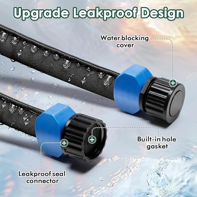 IPOW 50ft + 50ft IPOW Heavy Duty Double Layer Design Saves 80% Water Leak Proof Soaker Hose, Drip Watering Hose for Garden, Lawn, Flower Bed, Vegetable Field (50 FT x 2Pack)