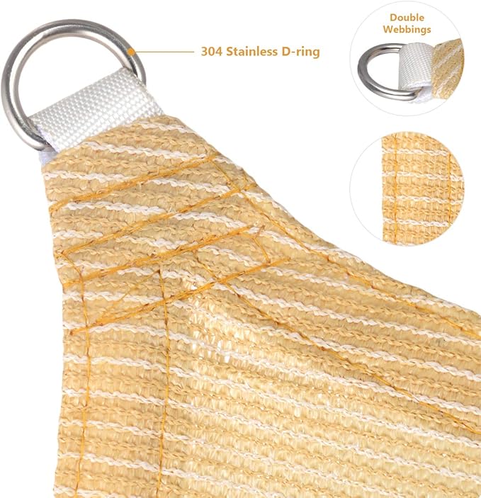 Eden's Decor Straight Flat-Edged Sun Shade Sail Rectangular 5' x 18' Beige UV-Blocking Outdoor Canopy Fabric Cloth Awning for Pergola Patio Garden Backyard Custom Size