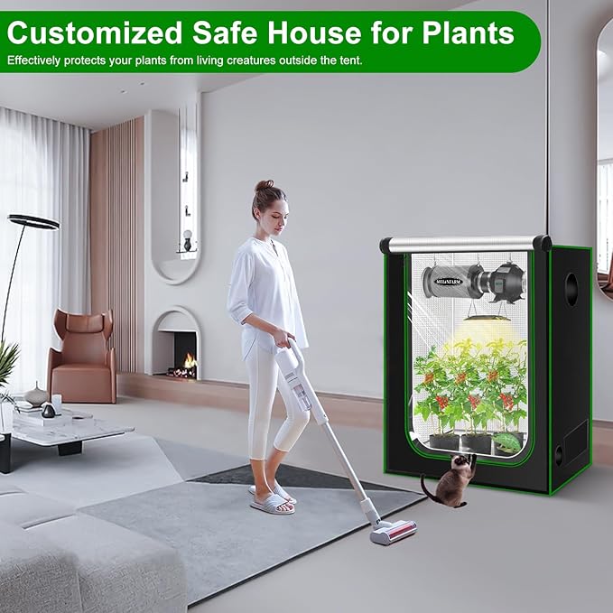 MELONFARM 32"x23"x63" Grow Tent, Double Transparent Viewing Door Indoor Grow Tent, Growing Tent with High Reflective Mylar & Floor Tray, Plant Tent for Indoor Hydroponics Growing