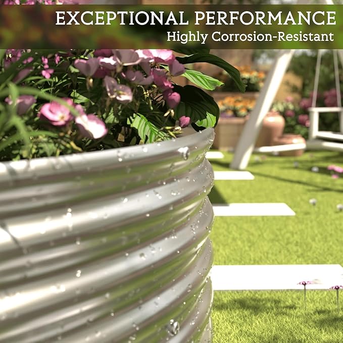 3 Pack Galvanized Raised Garden Bed Outdoor,Metal Garden Bed for Vegetables,Steel Raised Beds for Gardening,Above Ground Garden Box for Flower-50x20 inch