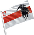 Belarus Knight Flag 3x5 Feet – Resistance Symbol with Knight On Horseback, Brass Grommets for Protests and Solidarity, Lightweight and Easy to Hang on Flagpoles, Built to Withstand Outdoor Conditions